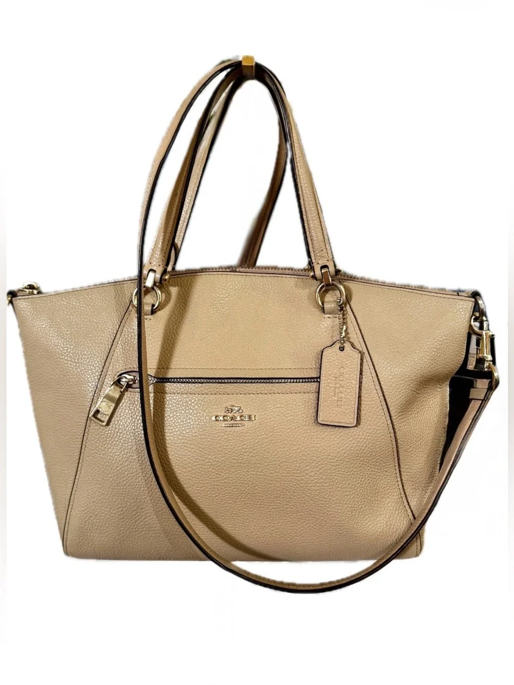 Coach Prairie Satchel 2 way Bag Pebble Leather Tan/Taupe (Style No. 58874) GUC